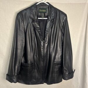 Women's Leather Jacket. Large. Black Genuine Leather By Danier